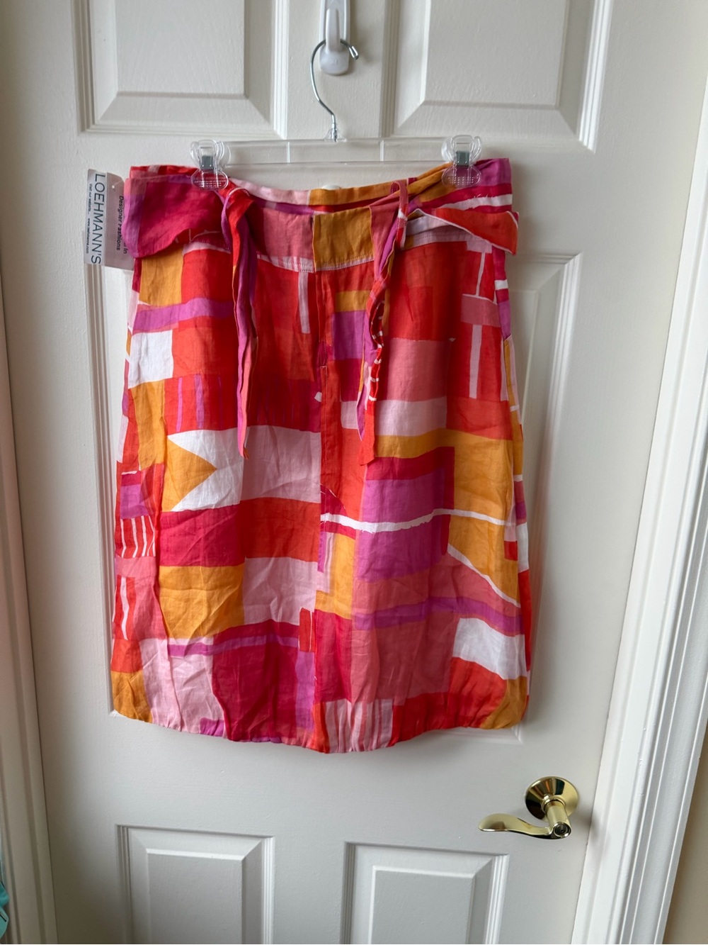 Weekend Max Mara Pink Orange Red Geometric Tie-Waist Mini Skirt nwt sz 10